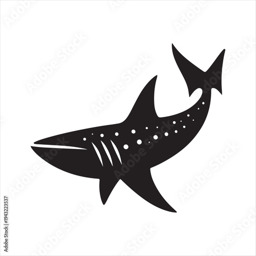  Whale shark abstract silhouette clip art logo design concept illustration idea