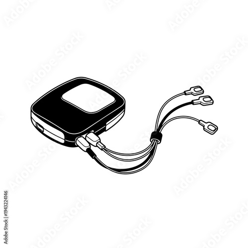 Implantable Cardioverter Defibrillator ICD Black and White Medical Vector