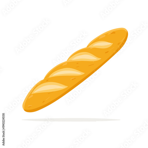 Baguette, modern 2D flat vector illustration in icon style, isolated on pure white background.