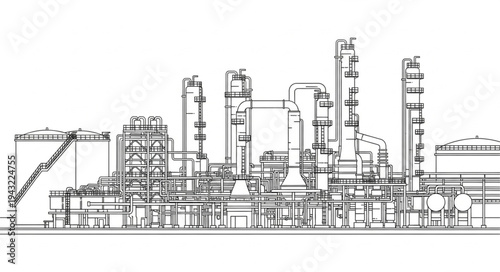 Industrial Oil Refinery Plant Complex Panorama.