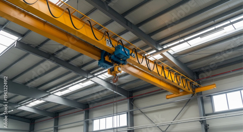 Industrial Overhead Crane in Warehouse.
