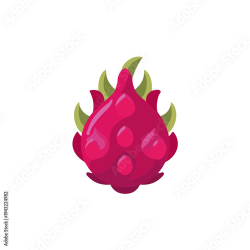 Simple flat 2D vector graphic of Dragon Fruit, modern icon look, displayed on a pure white background.