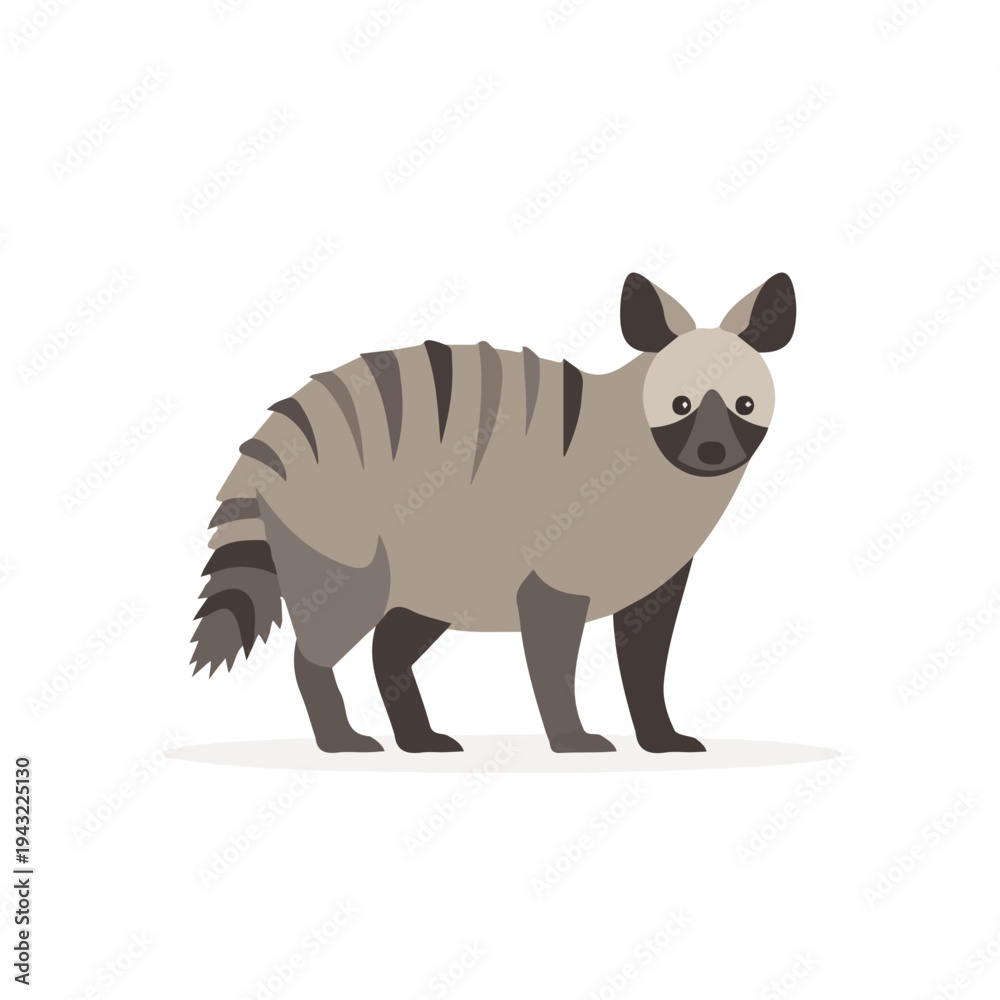 Obraz premium Flat 2D vector illustration of Aardwolf, simple icon style on a clean white background.