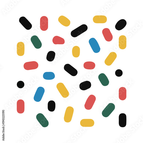 Birthday Confetti, modern 2D flat vector illustration in icon style, isolated on pure white background.