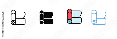 Yoga Mat Icon for Fitness, Wellness, and Gym Exercise. Symbol Vector Illustration.