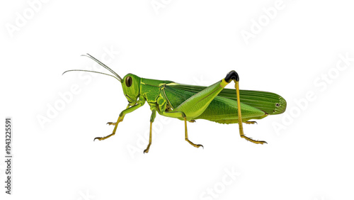 Green Grasshopper isolated on a plain white background