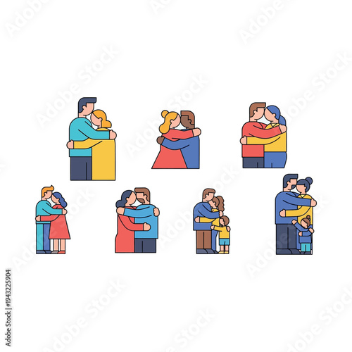 Illustration of People Hugging Each Other.