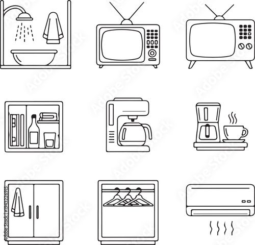 Line icons of people in various silhouette social and business interactions silhouette