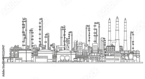 Industrial Factory Complex with Towers.