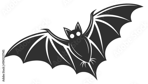 Vector illustration of stylized black bat silhouette illustration for halloween or spooky nocturnal theme