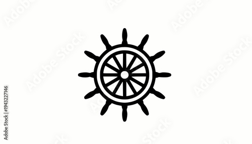Ship steering wheel line icon, Sea cruise concept, marine wooden wheel sign on white background, rudder icon in outline style for mobile concept and web design. Vector graphics. stock illustration