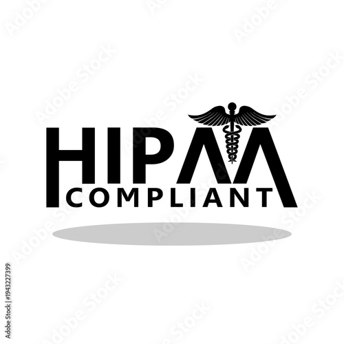 HIPAA Compliance simple letters icon with shadow