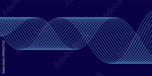 Abstract glowing wave lines on dark blue background. Dynamic wave pattern. Modern flowing wavy lines. Futuristic technology concept. Suit for banner, poster, cover, brochure, flyer, website