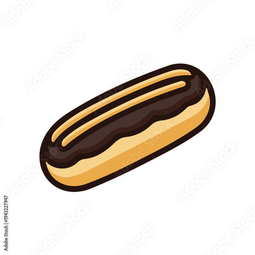 Eclair in a clean 2D flat vector icon style, minimal and simple, set on a plain white background.