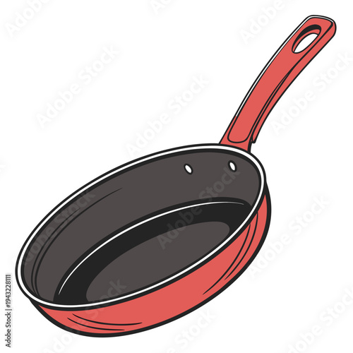 Vector illustration of red frying pan kitchen utensil vector illustration for cooking concepts