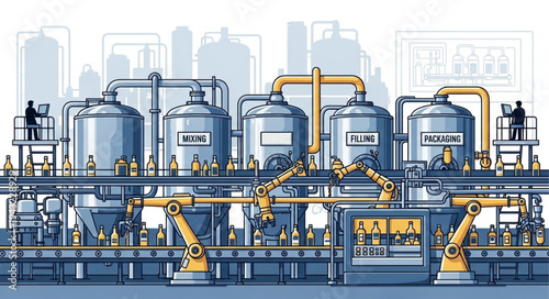 Industrial Factory Tanks and Machinery.