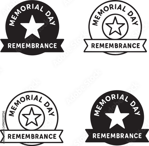 Isolated Memorial Day Remembrance Badge Icon Design, Memorial Day Remembrance Badge icon, Memorial Day Remembrance Badge vector, patriotic tribute symbol, national remembrance
