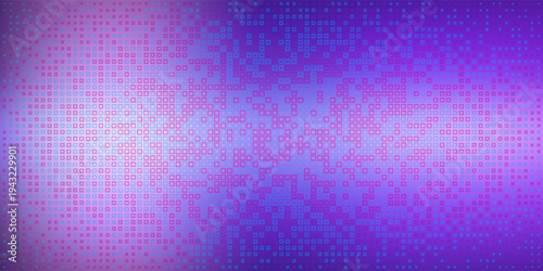 Purple abstract pixel texture bg video screen. Tv pattern background with square noise effect. Futuristic broadcast neon gradient banner for television. Modern vhs led static display element