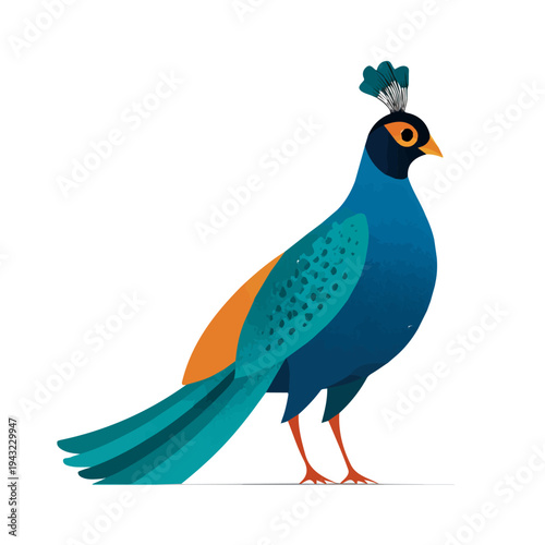Paradise Bird, modern 2D flat vector illustration in icon style, isolated on pure white background.