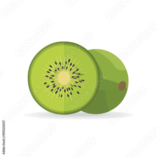Simple flat 2D vector graphic of Kiwi, modern icon look, displayed on a pure white background.