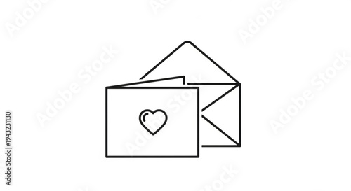 Heartfelt love card and envelope icon for valentine's day or romantic messages