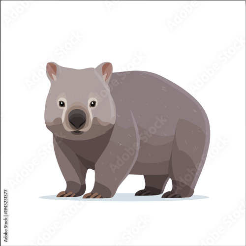 Photos 2D flat vector illustration of Wombat, clean and minimal icon style, isolated on white background
