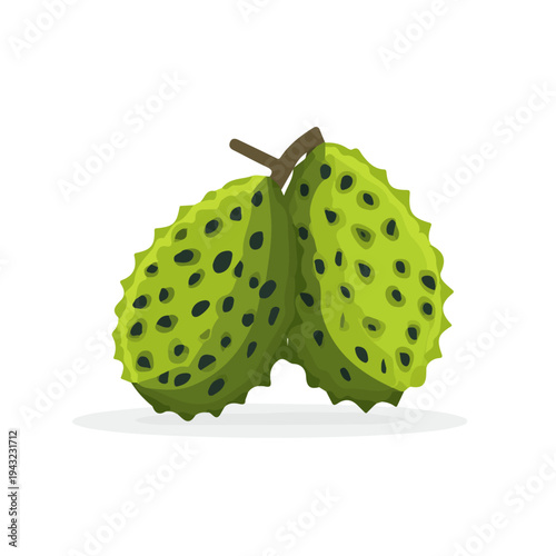 Bild auf Leinwand 2D flat vector illustration of Soursop, clean and minimal icon style, isolated on white background