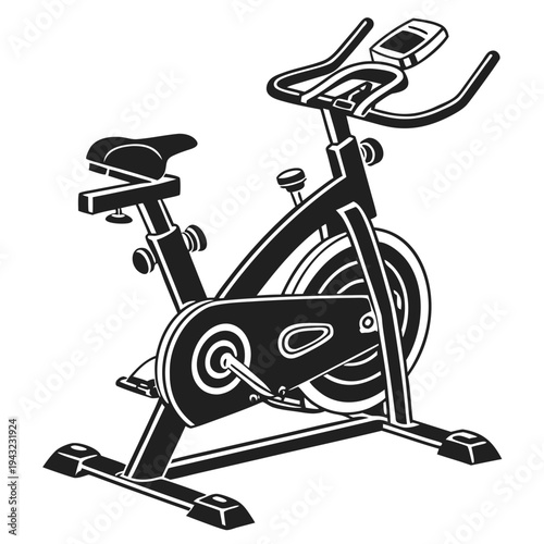 Vector illustration of spinning exercise bike, cardio equipment illustration for fitness