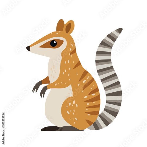 Numbat, modern 2D flat vector illustration in icon style, isolated on pure white background.