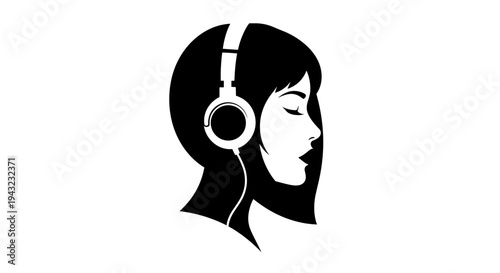 Woman Listening To Music With Headphones