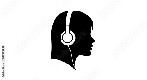 Silhouette Profile Of A Person Wearing Headphones