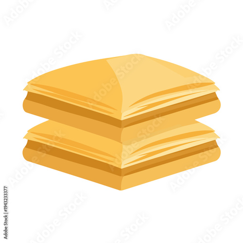 Simple flat 2D vector graphic of Baklava, modern icon look, displayed on a pure white background.