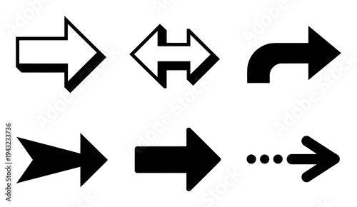 Collection of Six Diverse Black and White Arrow