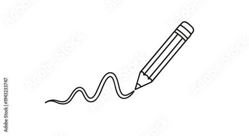 Hand-Drawn Pencil Creating A Wavy Line