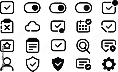 Set of 20 security and interface icons vector