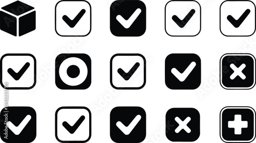 Set of 16 checkmark and interface icons vector