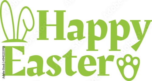 Happy Easter typography clip art design on plain white transparent isolated background for card, shirt, hoodie, sweatshirt, apparel, tag, mug, icon, poster or badge
