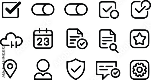 Set of 15 business and productivity icons vector