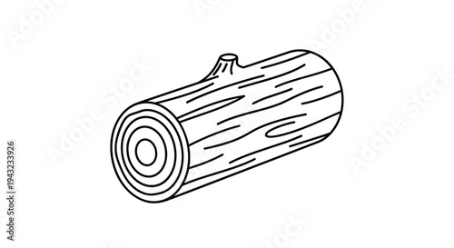Hand-Drawn Log with a Branch Stub
