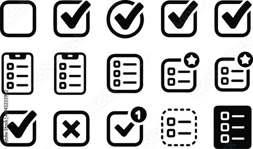 Set of 16 checklist and document icons vector