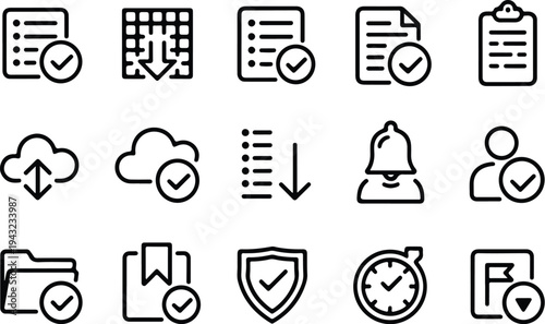 Set of 13 business workflow icons vector