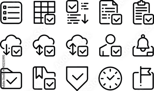 Set of 16 data management and security icons vector