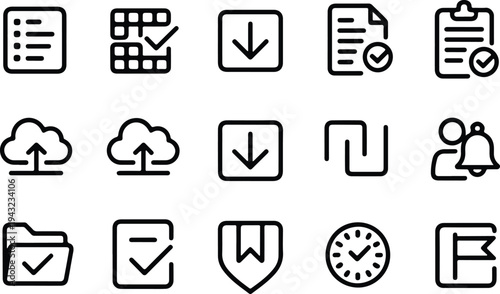 Checkbox Check-In Typography Silhouette Icon Pack Check-In Box Collection Silhouette Icon Set