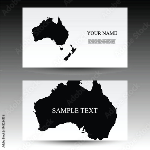 Australia and New Zealand Silhouette Business Card Designs on White Background – Minimalist Corporate Vector Templates for Professional Branding and Oceania‑Focused Identity.