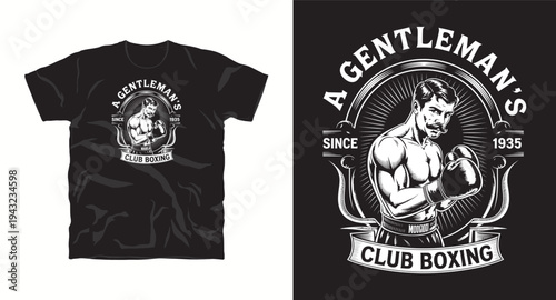 A gentleman's club boxing vintage illustration with boxer