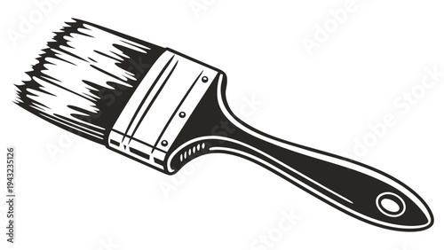 Vector illustration of black and white illustration of a paintbrush with bristles