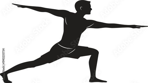 Vector illustration of silhouette of a person performing a yoga warrior pose