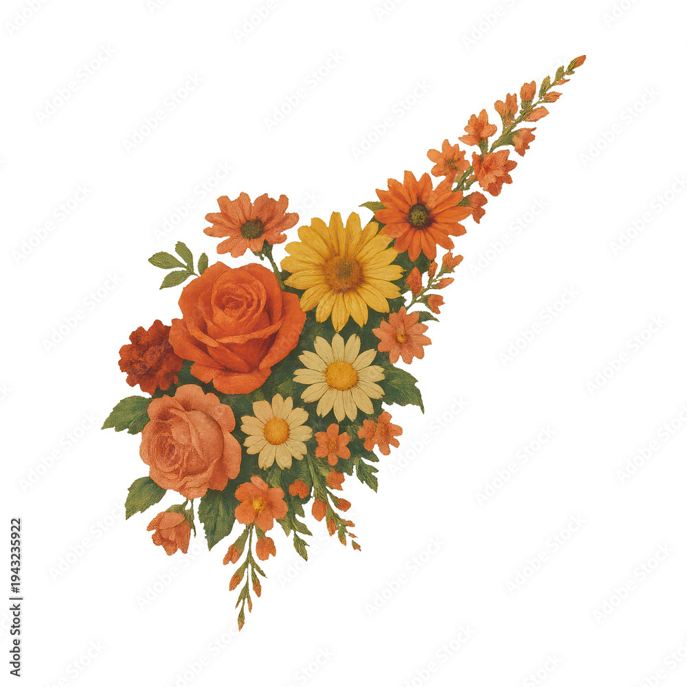 Obraz premium PNG Vibrant floral bouquet illustration