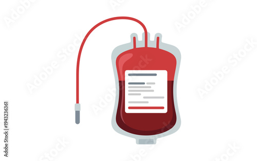Red blood collection bag with a connected tube for hospital use in life saving transfusions