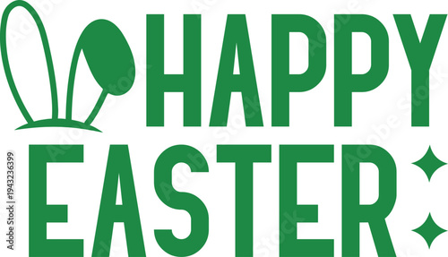 Happy Easter typography clip art design on plain white transparent isolated background for card, shirt, hoodie, sweatshirt, apparel, tag, mug, icon, poster or badge